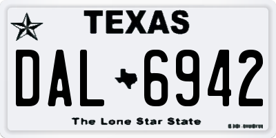 TX license plate DAL6942