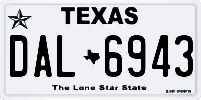TX license plate DAL6943