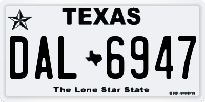 TX license plate DAL6947