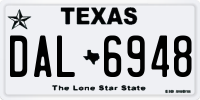 TX license plate DAL6948