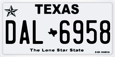 TX license plate DAL6958