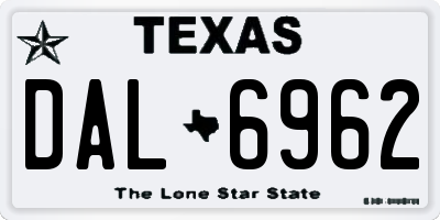 TX license plate DAL6962