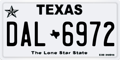TX license plate DAL6972