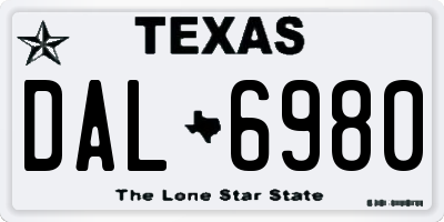 TX license plate DAL6980