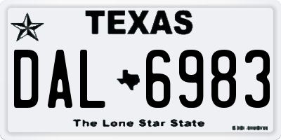 TX license plate DAL6983