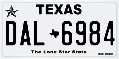TX license plate DAL6984