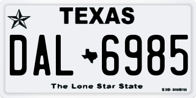 TX license plate DAL6985