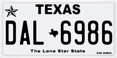 TX license plate DAL6986