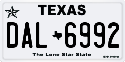 TX license plate DAL6992