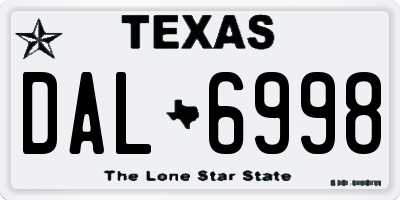 TX license plate DAL6998