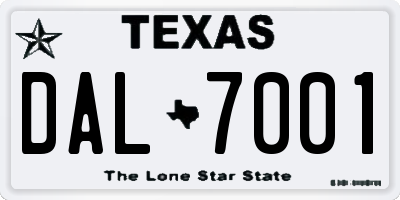 TX license plate DAL7001