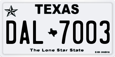 TX license plate DAL7003