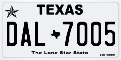TX license plate DAL7005