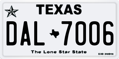 TX license plate DAL7006