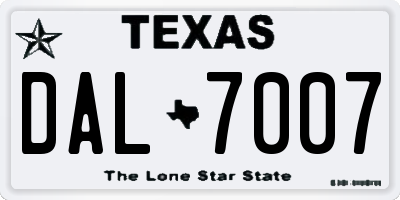 TX license plate DAL7007