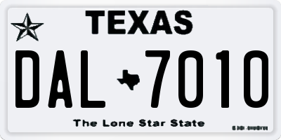 TX license plate DAL7010