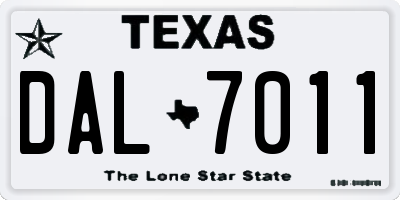 TX license plate DAL7011