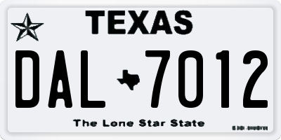 TX license plate DAL7012