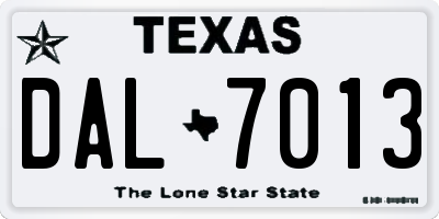 TX license plate DAL7013