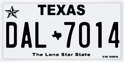 TX license plate DAL7014