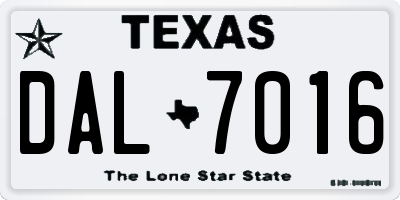 TX license plate DAL7016