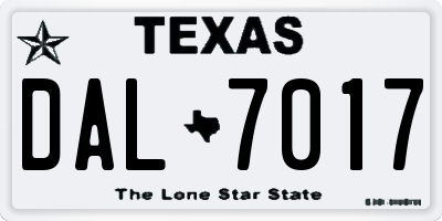TX license plate DAL7017