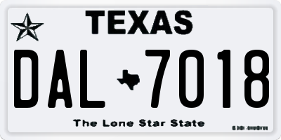 TX license plate DAL7018