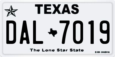TX license plate DAL7019