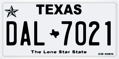 TX license plate DAL7021