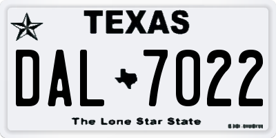 TX license plate DAL7022