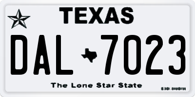 TX license plate DAL7023