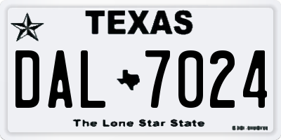 TX license plate DAL7024