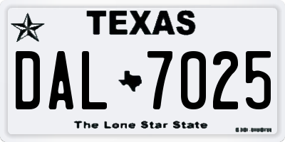 TX license plate DAL7025
