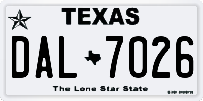 TX license plate DAL7026