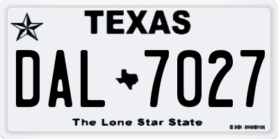 TX license plate DAL7027