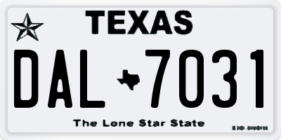 TX license plate DAL7031