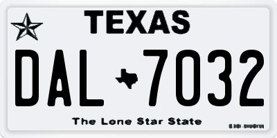 TX license plate DAL7032