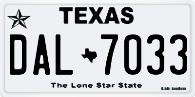 TX license plate DAL7033