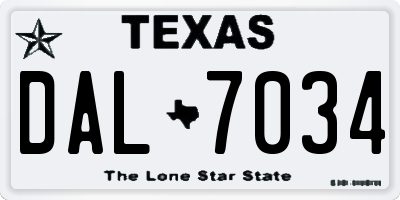TX license plate DAL7034