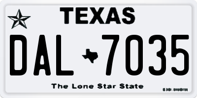 TX license plate DAL7035