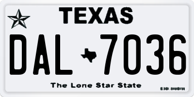 TX license plate DAL7036