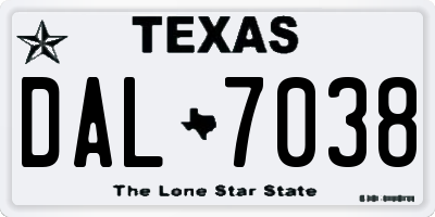 TX license plate DAL7038