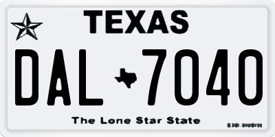 TX license plate DAL7040
