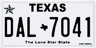 TX license plate DAL7041