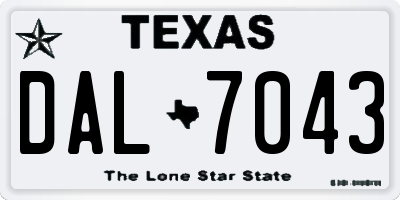 TX license plate DAL7043