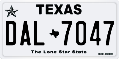 TX license plate DAL7047