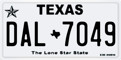 TX license plate DAL7049
