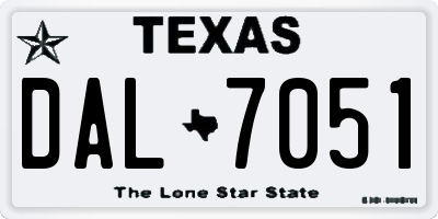 TX license plate DAL7051
