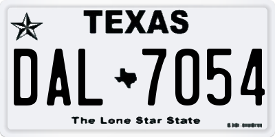 TX license plate DAL7054