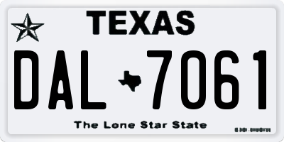 TX license plate DAL7061
